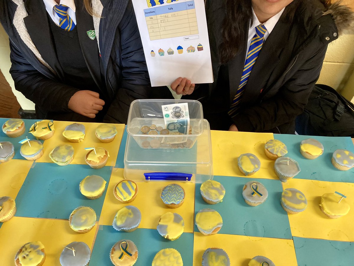 EckingtonSchool's tweet image. This week sees our students fundraising to support the people of Ukraine at this tragic time. First up- a great effort from form group 8KL, making and selling these Ukraine themed cakes! #LeadbyExample #ValueEveryone