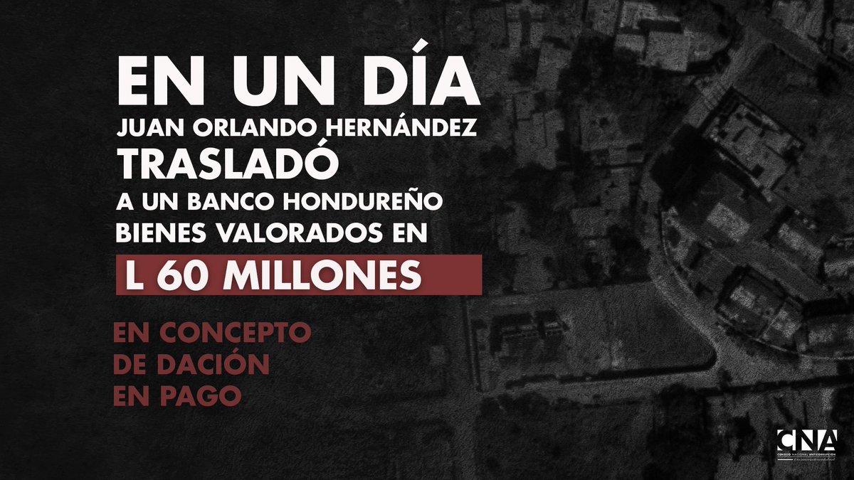 cnahonduras's tweet photo. El 21/03/2022, a siete días de conocer la resolución final sobre su extradición, Ana García -en nombre de Juan Orlando Hernández e Inversiones del Río S. de R.L.- trasladó bienes valorados en un aproximado L 60 millones a un banco hondureño en concepto de dación en pago. https://t.co/0hRuobPe9M