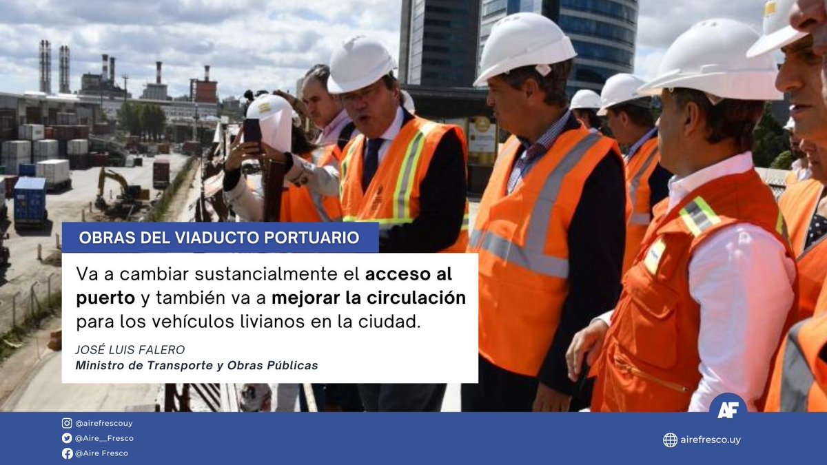 El Ministro de <a href="/mtopuy/">Ministerio de Transporte y Obras Públicas</a>, <a href="/JLFalero/">José Luis Falero</a>, visitó el viaducto que se está construyendo en la rambla portuaria. Esta obra ordenará y mejorará la circulación vial y ferroviaria interna del Puerto de Montevideo.

La construcción comenzó a principios de 2020 y culminaría el presente año.