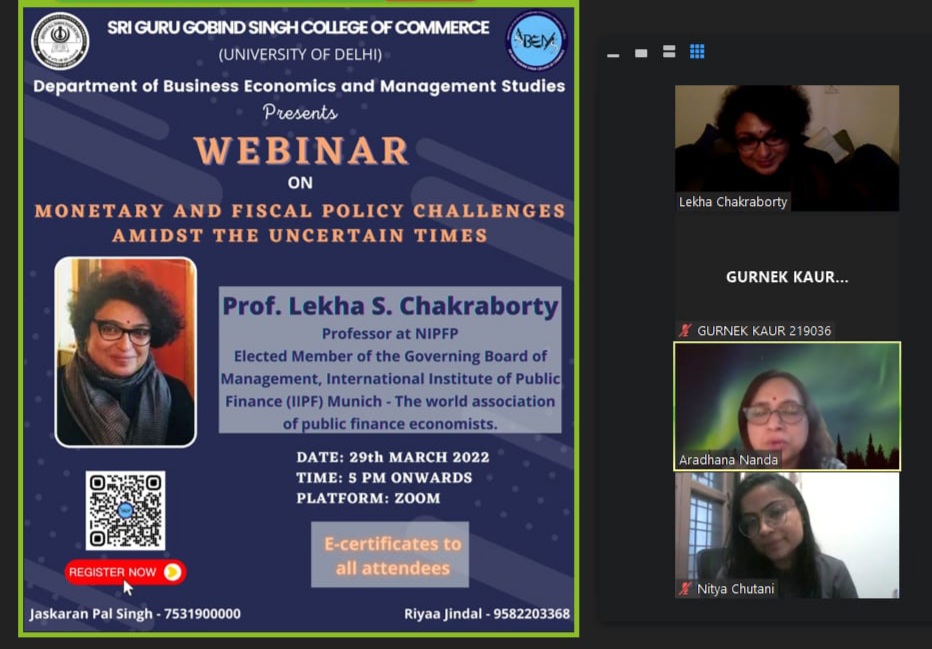 asbems's tweet photo. It was a pleasure hosting @lekhachakrborty @LekhaChkraborty  from @nipfp_org_in  for a fruitful and enriching session on "Monetary and Fiscal Policy Challenges amidst the Uncertain Times". https://t.co/qYfs8Cx1xe