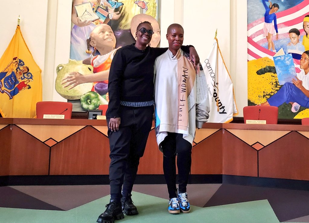 CityofCamdenGov's tweet photo. Mayor Carstarphen welcomes producer/writer Sidra Smith &amp; visual artist Mickalene Thomas back home to Camden. Sidra &amp; Mickalene toured to see the amazing progress citywide. They also visited local artists at Camden FireWorks, William Butlers Studio Eleven One, &amp; Maritime Museum. https://t.co/RwQGXTzVUt