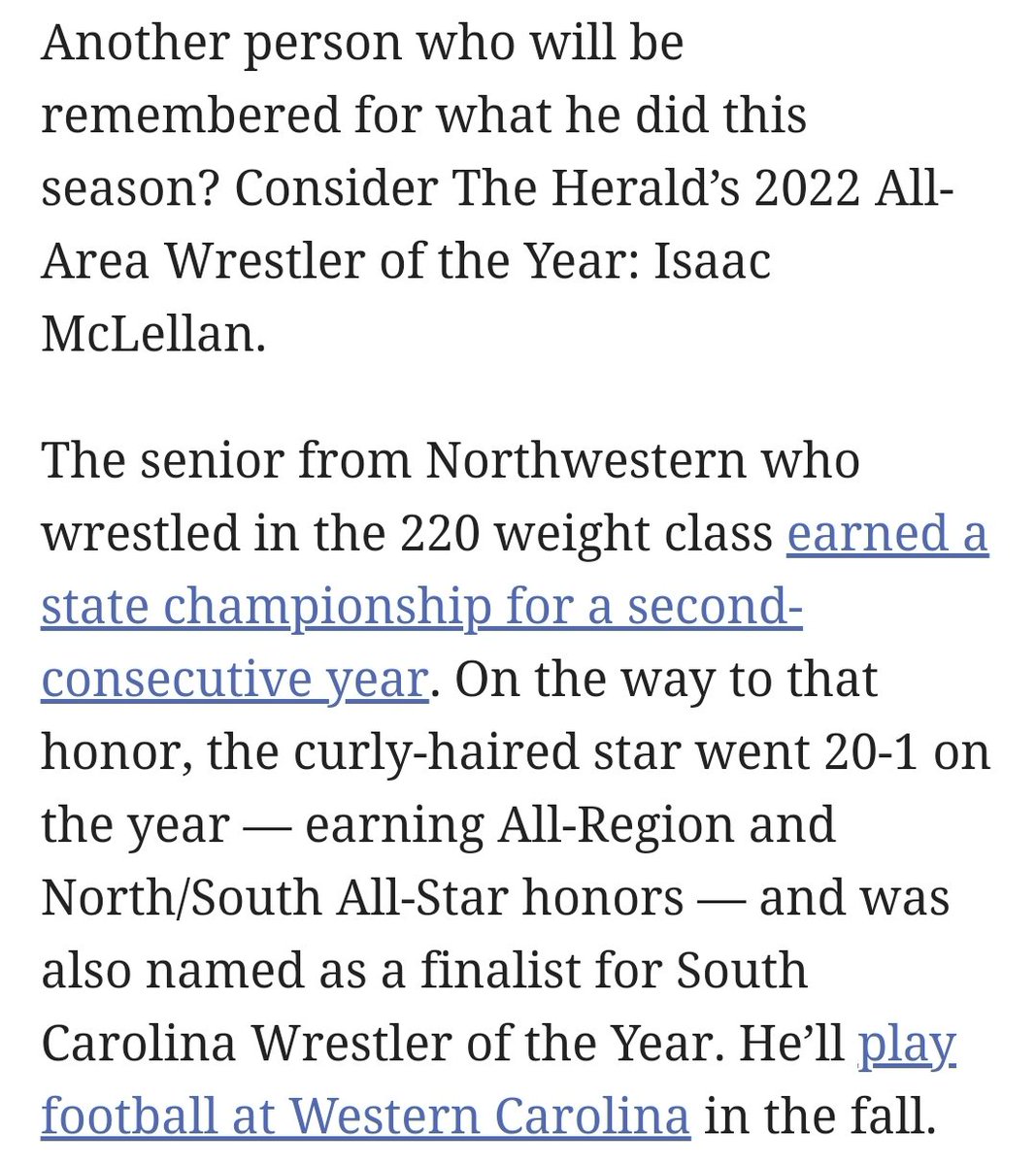 Blessed to be Herald 5A Wrestler of the Year. Thankful for the support! <a href="/rmwhits/">Ryan Whitmore</a> <a href="/NWTrojanWrest/">Northwestern Trojan Wrestling</a> <a href="/HezMassey3/">Hez Massey</a> <a href="/Coach_JDuncan/">Jimmy Duncan, CAA</a> <a href="/NHSCoachWofford/">𝘾𝙤𝙖𝙘𝙝 𝙒𝙤𝙛𝙛𝙤𝙧𝙙</a> <a href="/NHSTrojansFB/">Trojan Football</a> <a href="/NHSTrojans/">NHS Athletics</a> <a href="/alexzietlow05/">Alex Zietlow</a>