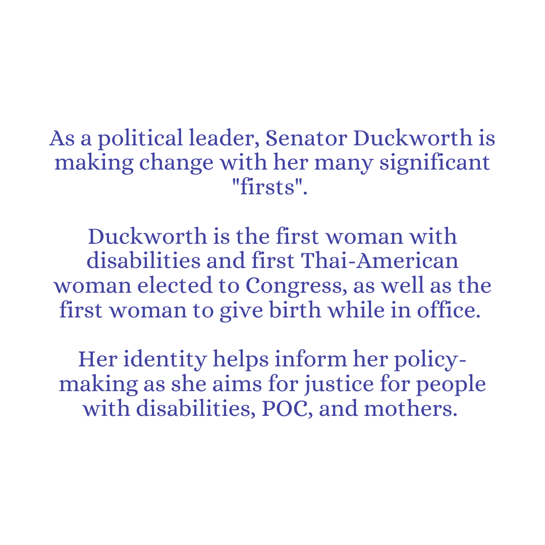 ConnCollSAS's tweet photo. Senator Tammy Duckworth is breaking barriers as a woman with disabilities in politics! https://t.co/hs29xXRJva