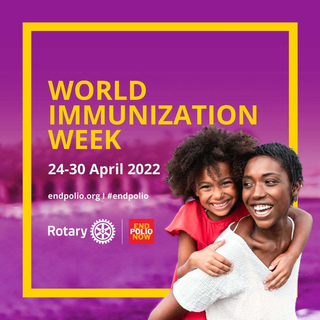 Save the date for World Immunization Week 2022! Our fight to #EndPolio is proof that vaccines work. Join us in promoting the power of vaccines to protect children and save lives. Learn about the fight to end polio: on.rotary.org/3tLbiNG
