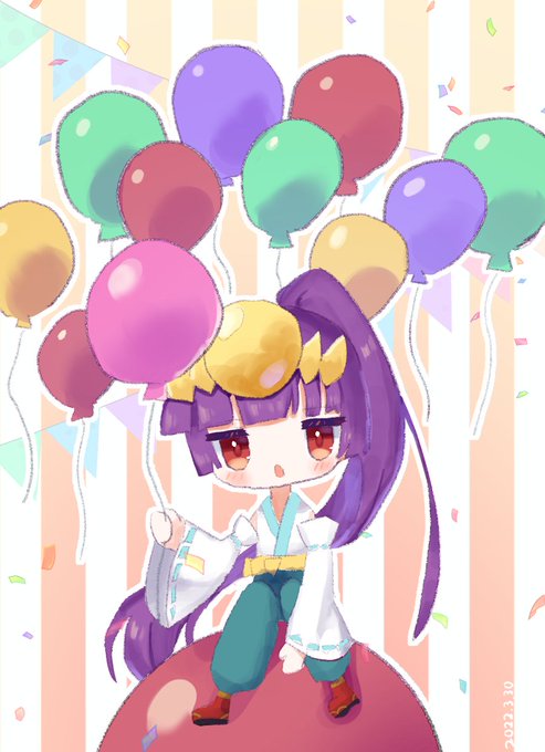 ツクヨミちゃん実装から10周年!!おめでとう～🎈🎈🎈

#パズドラ
#パズドライラスト 
 #和神実装記念日 