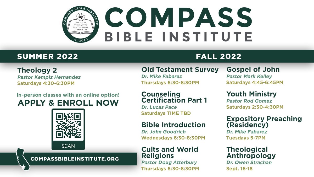 CompassBible's tweet image. The summer and fall 2022 terms at Compass Bible Institute are set!

Browse all of the course offerings, apply and enroll at CBI today!

compassbibleinstitute.org