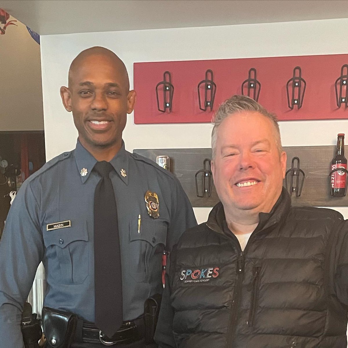spokeskc's tweet photo. We love when good things happen to our regulars!
Congrats, Joe (excuse us… Chief Mabin) for being named interim Chief of KC Police. Happy to see you still making your weekly stop for a peanut butter protein shake. #kcmo #kcpd #spokeskc https://t.co/jPMGajKXY6