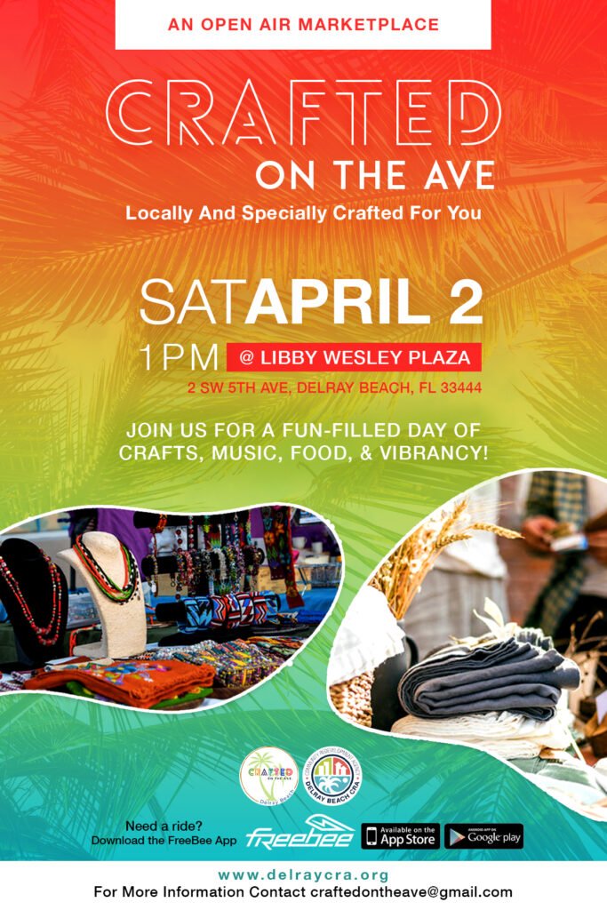 DelrayBeachCRA's tweet image. Join us this Saturday, April 2nd for another 'Crafted on the Ave' open-air market!😍🛒🛍️

➡️Crafted on the Ave @ 1 PM at the Libby Wesley Plaza 🎨🧺🧶

#crafts #delraybeachcrafts #shoplocal #lovedelray #delraybeach