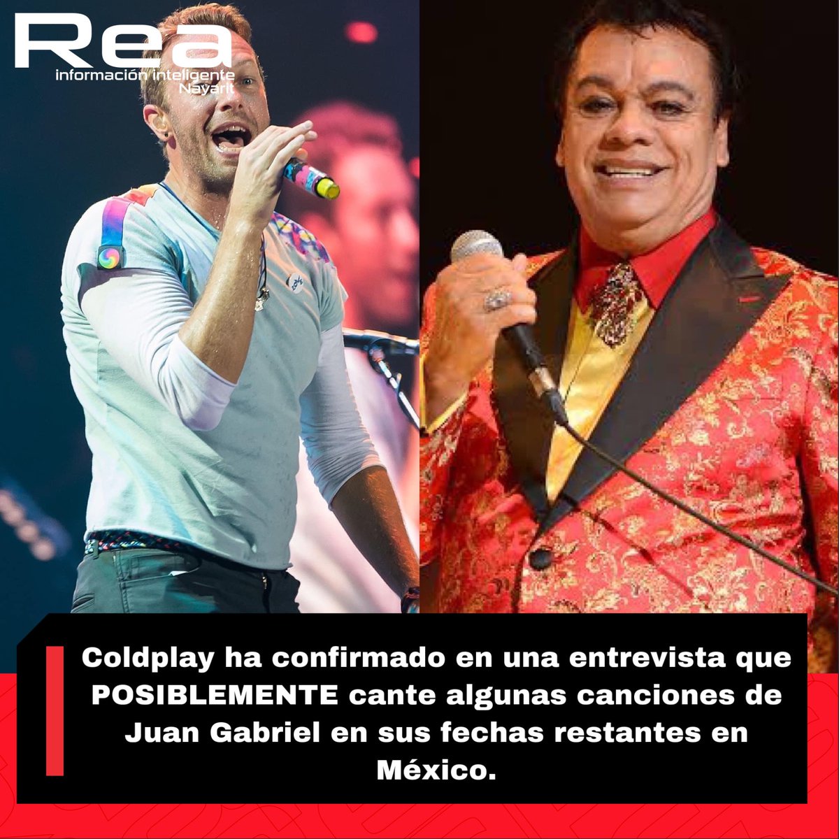 REANayarit's tweet photo. Coldplay ha confirmado en una entrevista que POSIBLEMENTE cante algunas canciones de Juan Gabriel en sus fechas restantes en México.

Dijo: Lo intentaremos, estoy muy nervioso por cantar en español. https://t.co/sS6vmJ8R7R