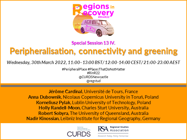 #RinR22 What's online tomorrow 30th March:' SS13 III. National policy instruments' and SS13 IV. 'Peripheralisation, connectivity and greening'
#PeripheralPlaces #PlacesThatDoNotMatter More at bit.ly/3qFGCvt Registration (free & open to all) at bit.ly/3wQxW9k