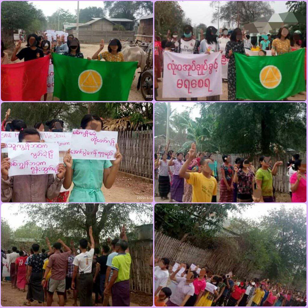 Autumn (@phyutote) on Twitter photo The Myaing Township Basic Education General Strike Committee and local people jointly gathered yesterday to oppose the Military dictatorship. #WarCrimesOfJunta #2022Mar29Coup #WhatsHappeningInMyanmar The Myaing Township Basic Education General Strike Committee and local people jointly gathered yesterday to oppose the Military dictatorship. #WarCrimesOfJunta #2022Mar29Coup #WhatsHappeningInMyanmar