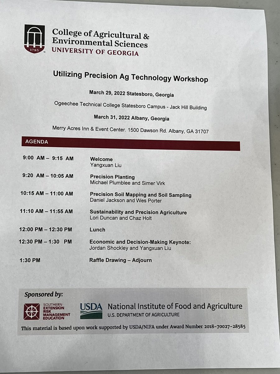 Jordan M. Shockley (@shock_n_agmgmt) on Twitter photo Kicking off the PA Workshops in Georgia! <a href="/YangxuanLiu/">Yangxuan Liu</a> <a href="/WesleyMPorter/">Wes Porter-UGA Ext Ag Engineer</a> <a href="/PrecAgEngineer/">Simer Virk</a> <a href="/lorialduncan/">Lori Duncan</a> Kicking off the PA Workshops in Georgia! <a href="/YangxuanLiu/">Yangxuan Liu</a> <a href="/WesleyMPorter/">Wes Porter-UGA Ext Ag Engineer</a> <a href="/PrecAgEngineer/">Simer Virk</a> <a href="/lorialduncan/">Lori Duncan</a>