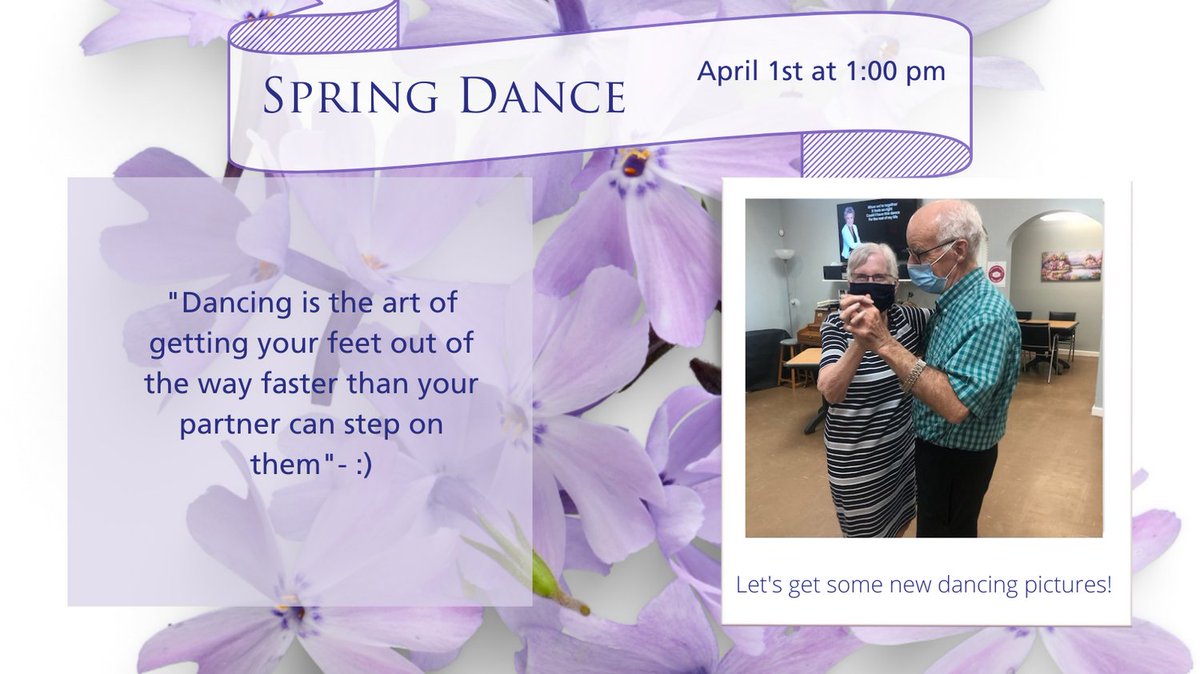 SpencerHousehfx's tweet photo. Dancing time has arrived! Please join us this Friday, April 1st at 1:00pm. We are warming up for summer and celebrating that spring is here!
#movethosefeet #hellospring #Halifax https://t.co/FJs8jzuV5T