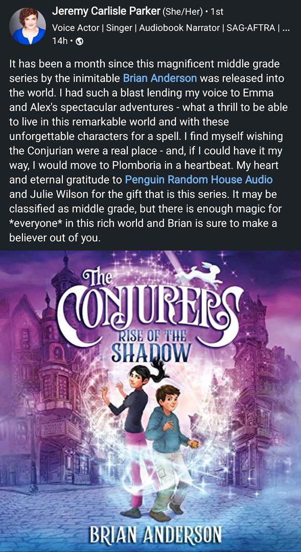 dogeatdoug's tweet photo. Wanted to thank Jeremy Carlisle Parker for using her magical voice talent to bring "The Conjurers" to life. It's an amazing listen! Be sure to check out the audio books today!
#audiobooks #avidreader #audiobookstagram #bookstoread #audiobooksforthewin #audiobooksrock https://t.co/j2AzLKUAWp