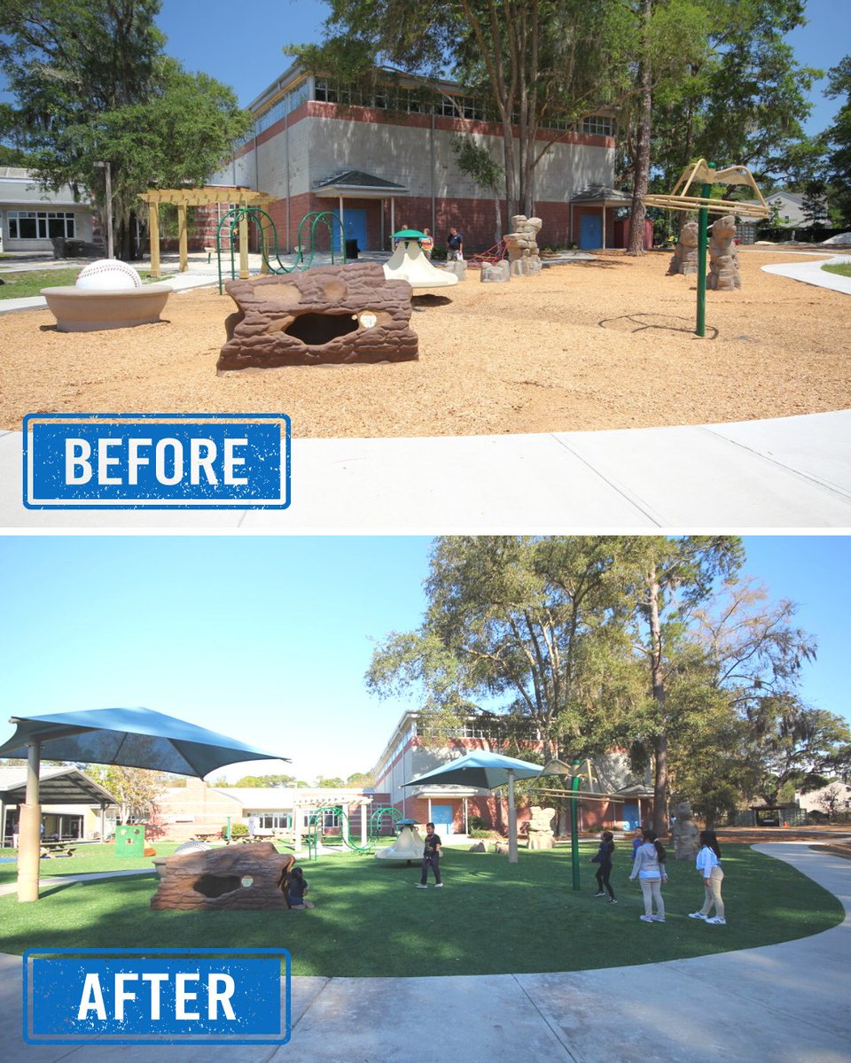 churchichrec's tweet photo. We've been working with the Boys &amp; Girls Club of Hilton Head Island for many years now, first providing them with #PlaygroundEquipment, then #ShadeStructures &amp; now new turf! Here's some pictures of the update from #WoodFiberSurfacing to #ArtificialTurf. https://t.co/0KCwUMVpnL https://t.co/KnJQlLiky1