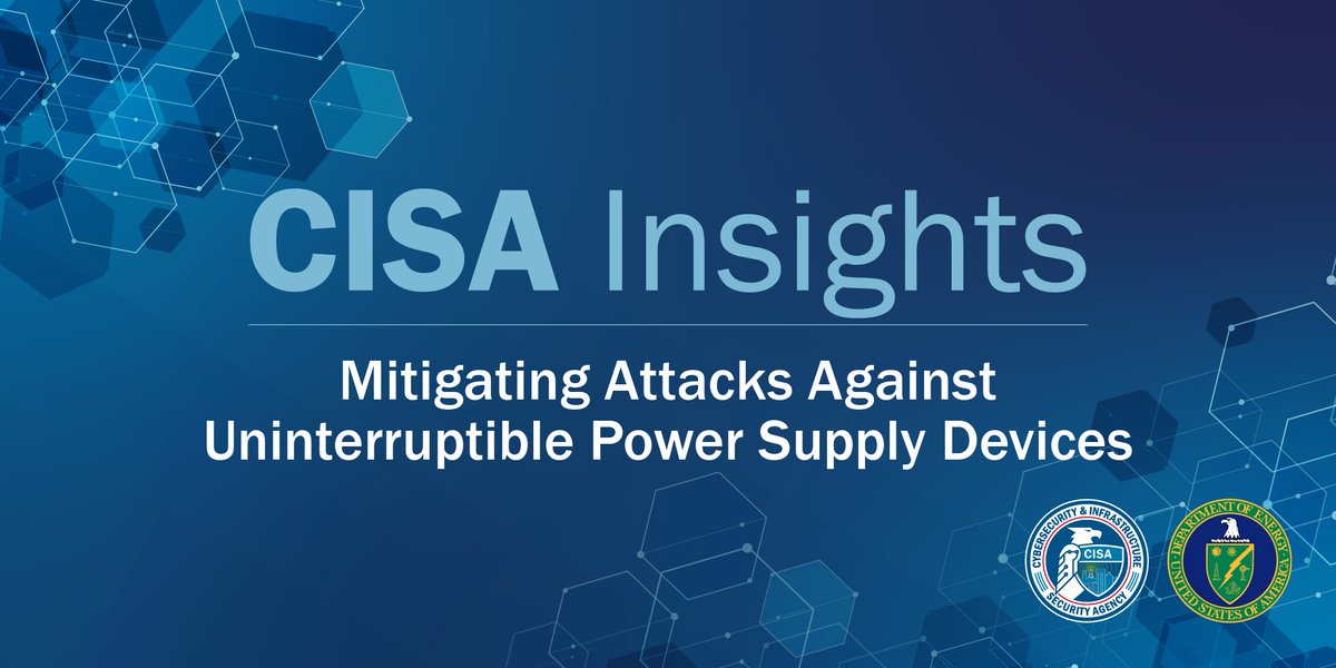 CISAInfraSec's tweet photo. With our partners @ENERGY, we are aware of threat actors gaining access to internet-connected uninterruptible power supply (UPS) devices, often through unchanged default usernames and passwords. Read the joint @CISAgov &amp; @DOE_CESER Insight: https://t.co/UvRmBcTYkf https://t.co/p72zmNNzcS