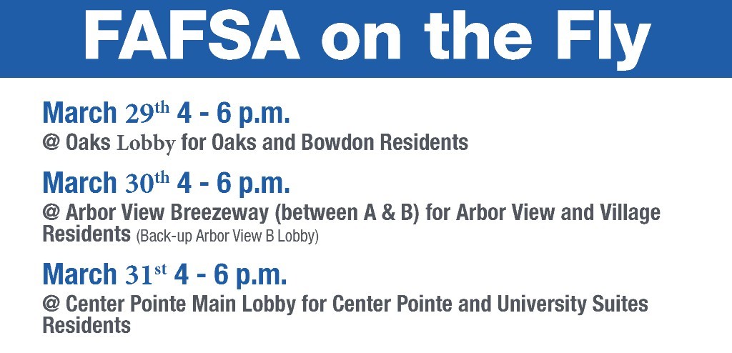 FinancialAidUWG's tweet photo. 🐺Join us today 4-6pm in the Oaks Lobby for "FAFSA on the Fly"!! We'll be in the residence halls answering your questions and assisting with FAFSA Application completion. Feel free to use our computers or bring your own 😀. See you soon!
#UWG
#FAFSA https://t.co/7jazJFcON8