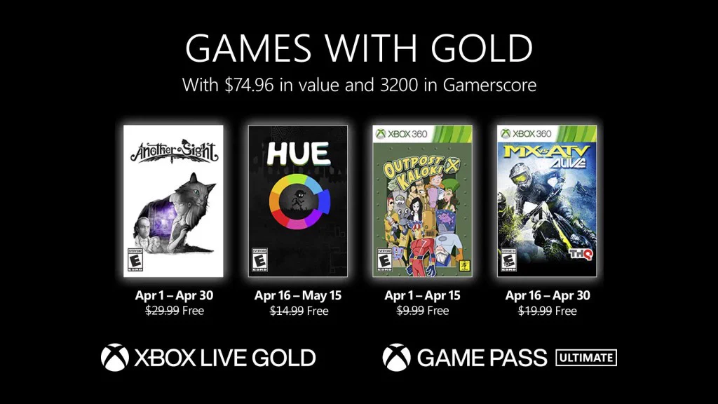 Xbox Live Games with Gold April 2022