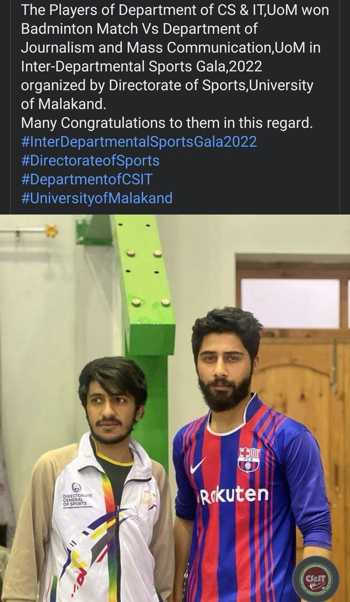 UniofMalakand's tweet photo. #DepartmentofCSIT #UniversityOfMalakand #CSITians team https://t.co/f2vYgm8zlp