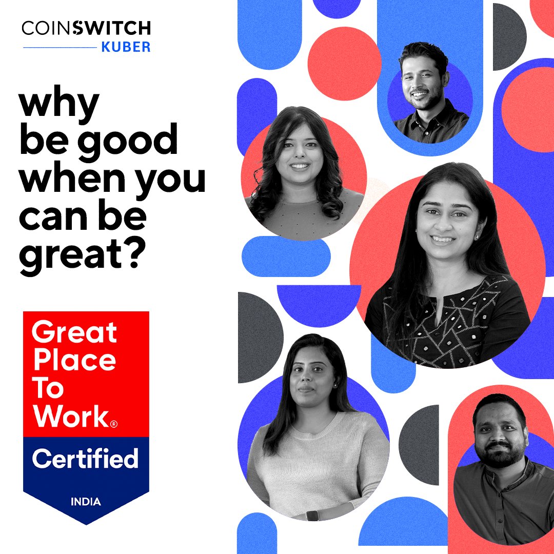 CoinSwitch's tweet photo. Being good is overrated. 😎
We are now a #certified Great Place To Work. 
@GPTW_India

#CoinSwitch #KuchTohBadlega https://t.co/AkFh52oLkQ