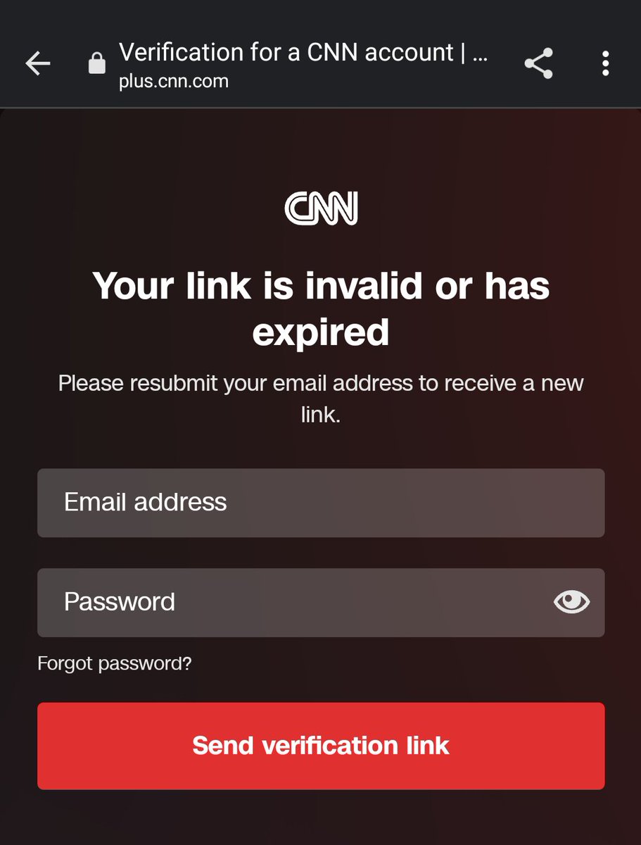 rtolle99's tweet photo. CNN+ 50% off lifetime signup process broken! Click link in email message to sign up, put in info and CC number, submit button inop.  Check email, verification needed, OK, follow link, still cannot sign up.  Click it again, link expired. OK, send new link button not working. Hmm https://t.co/xqEkdafqLr