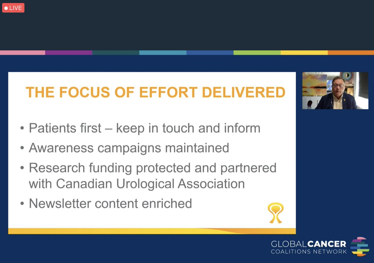 🔴Live from <a href="/GlobalCCN_org/">Global Cancer Coalitions Network</a>
 
🗣️<a href="/FergDevins/">FergDevins</a> sharing the many challenges that 
<a href="/BladderCancerCA/">BladderCancerCanada</a> faced during the COVID-19 pandemic. 

Follow the conversation now 👉gccnevents.com