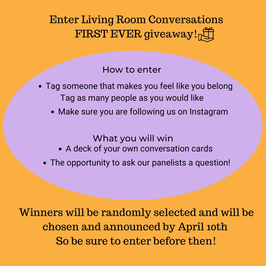LivingRoomConvo's tweet photo. JOIN US! The team at Living Room Conversations has assembled a diverse, phenomenal panel for our upcoming LIVE event including the author of The Power of Strangers! Don't forget to enter LRC's first ever GIVEAWAY!!! Not affiliated with Instagram @JoeKeohane #jointheconvo https://t.co/8yiD0ahwDN