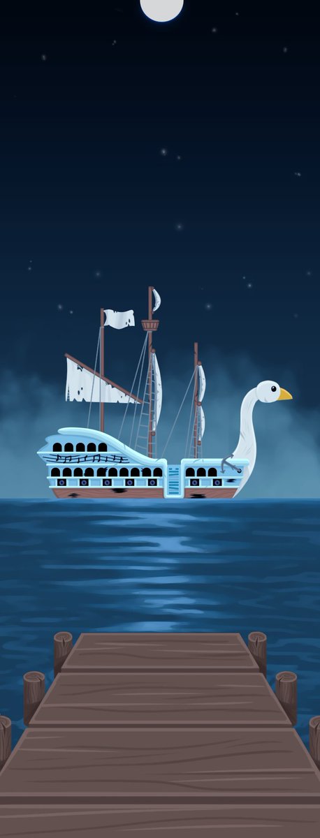 GhostMailGame's tweet image. &quot;Look at the sea at midnight and you will see the ship that has already sunk&quot;👻🚢🦢

#indiedev #gamedev #tercaindie