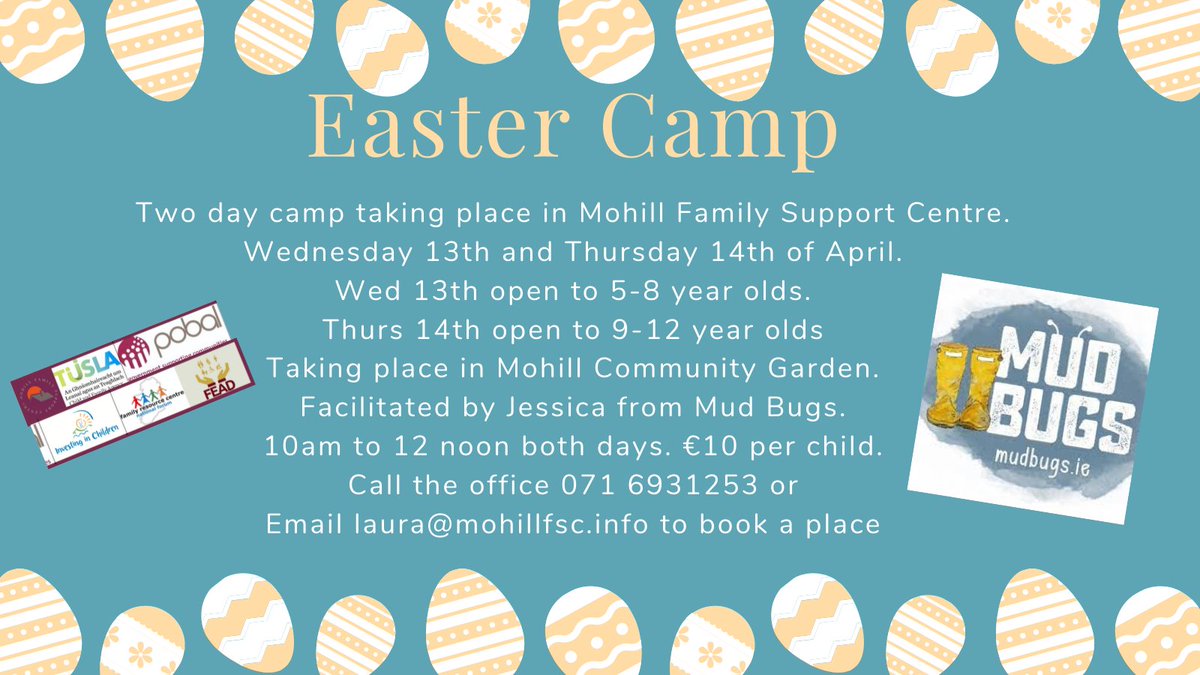 MohillFSC's tweet photo. Easter Camp with Jessica from https://t.co/V8fQDRb70g
#Easter 
#mudbugs
#kids 
#mohill
#leitrim https://t.co/Q2MGQ65Xem