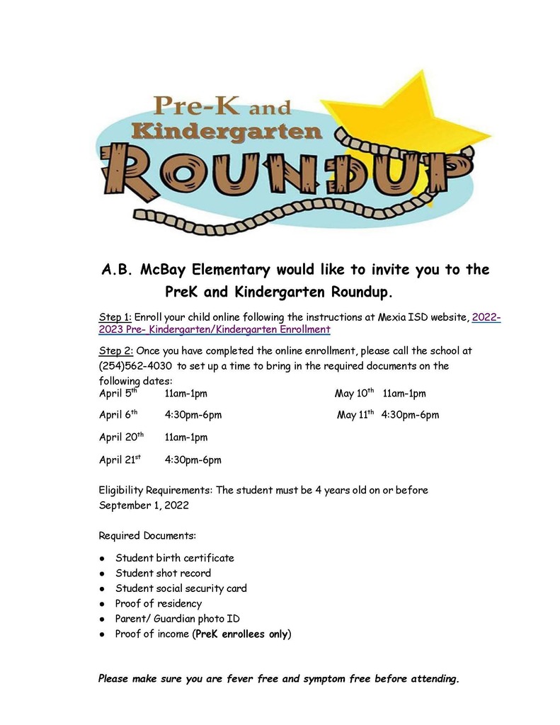 McBayElementary's tweet photo. 2022-2023 Prekindergarten/Kindergarten Roundup! https://t.co/jqlj4VEywD