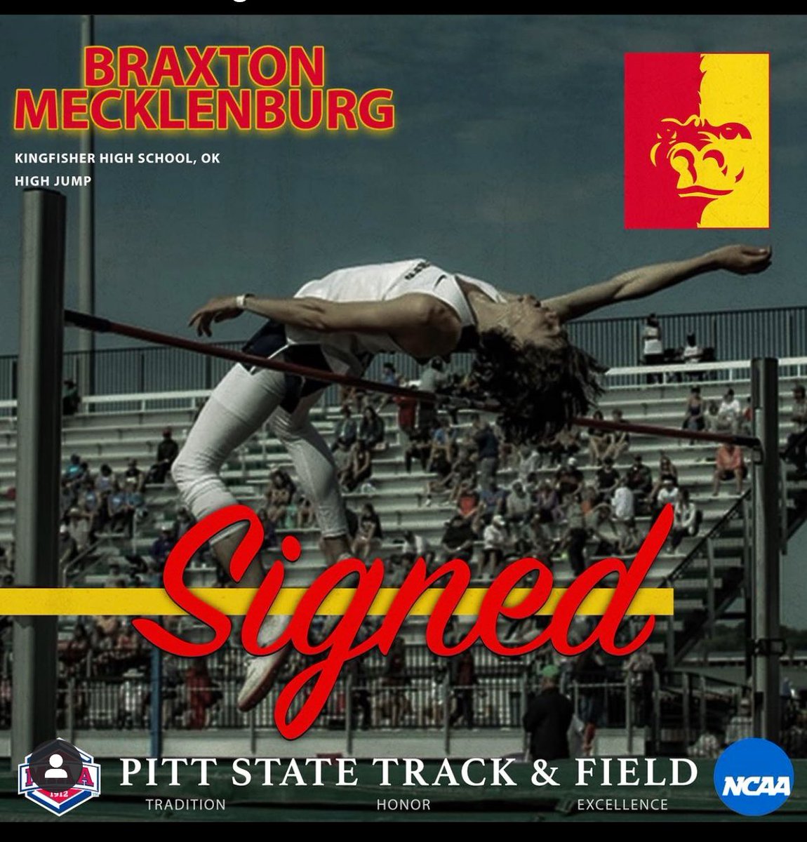 I am excited to say that I have received an offer from <a href="/GorillasTrack/">Pitt State Track & Field</a>! 🦍 I would also like to say that I am 100% committed!! Go Gorillas!!! <a href="/CourtneyLord_/">Courtney Lord</a>