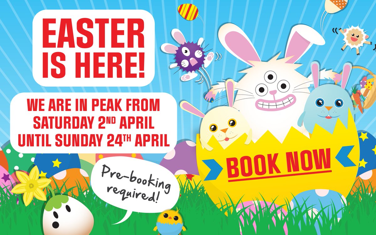 PlayFactoreUK's tweet photo. Easter is here - pre-book your play session to avoid disappointment!

📅BOOK ONLINE NOW📅 👉 https://t.co/WltKwk5ffH

We are in peak from Saturday 2nd until Sunday 24th April 2022 inclusive.
#easter #easterholidays https://t.co/2tN4FAjv7U
