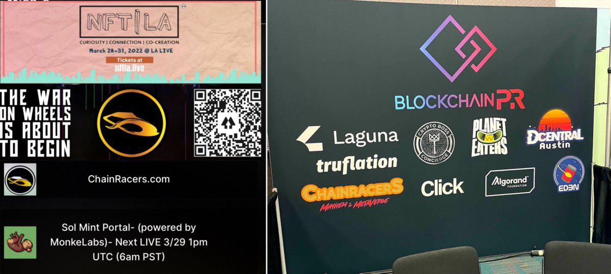 ChainRacers's tweet image. 🚨@ChainRacers Exclusive NFTLA Mint is LIVE 🚨

👊Visit us for @NFTLAlive at BlockChainPR booth 

📱Scan QR Code on stickers or use mint link below

chainracers.monkelabs.io
🗓️ 29 March 13:00 UTC (9 am est)
💸 Price: 1.5 SOL
⚡ 2 NFTs- Racer + Rider airdrop

#NFTLA  #NFT #Solana