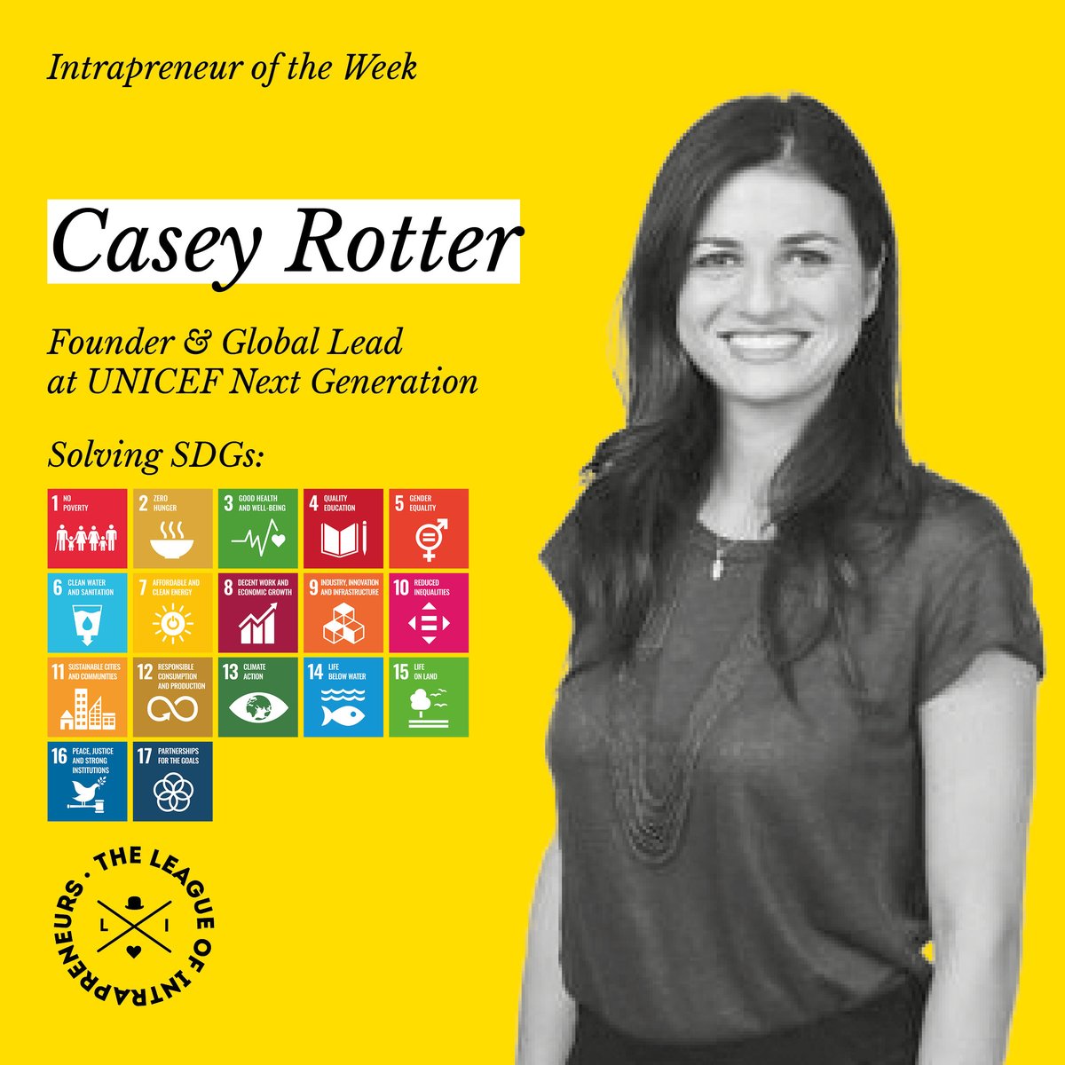 We are celebrating our NextGen Founder and Global Lead, Casey Rotter, who has been named as 'Intrapreneur of the week' by @_intrapreneurs, a global community working to unlock the human innovation potential inside our most influential institutions to change the world from within