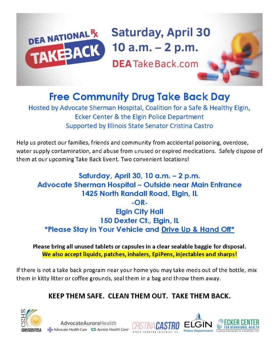 CSHElgin's tweet image. Help us achieve our 100 lb goal! #TakeBackDay