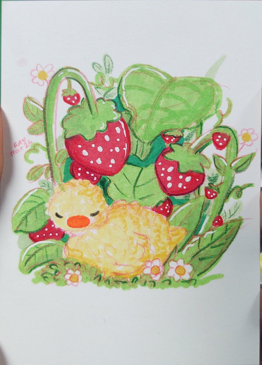 Trying out a new way to draw them because their faces are pretty hard 😂
.
.
.
#artisttradingcards #traditionalart #TradingCards #cuteart #cottagecore #strawberries