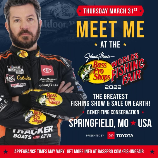 The @BassProShops World's Fishing Fair is where you can meet @MartinTruex_Jr on Thursday in Springfield, MO. To learn more: bassp.ro/3KPuf7s