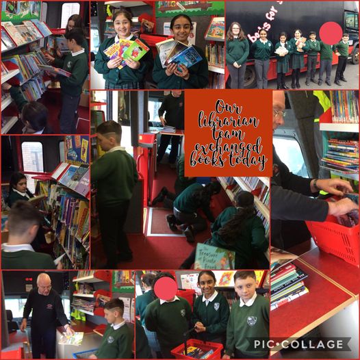 SJSNelson's tweet photo. Today our librarians had a visit from the @LancashireSLS book bus and exchanged lots of books for our school library - when you see them, ask them for a recommendation! #WeLoveBooks #LibraryBus #LancsSLS 📚❤️ https://t.co/RAI71qBNQ7