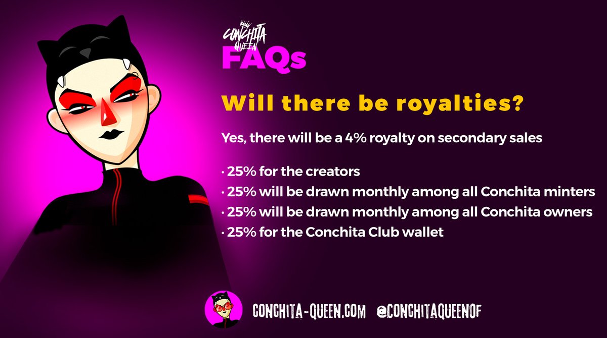 Let's talk about royalties 💸 Will there be royalties? 👉👉
4% on secondary sales

#NFTCommunity #NFT #nftart #nfts #NFTProject #nftart