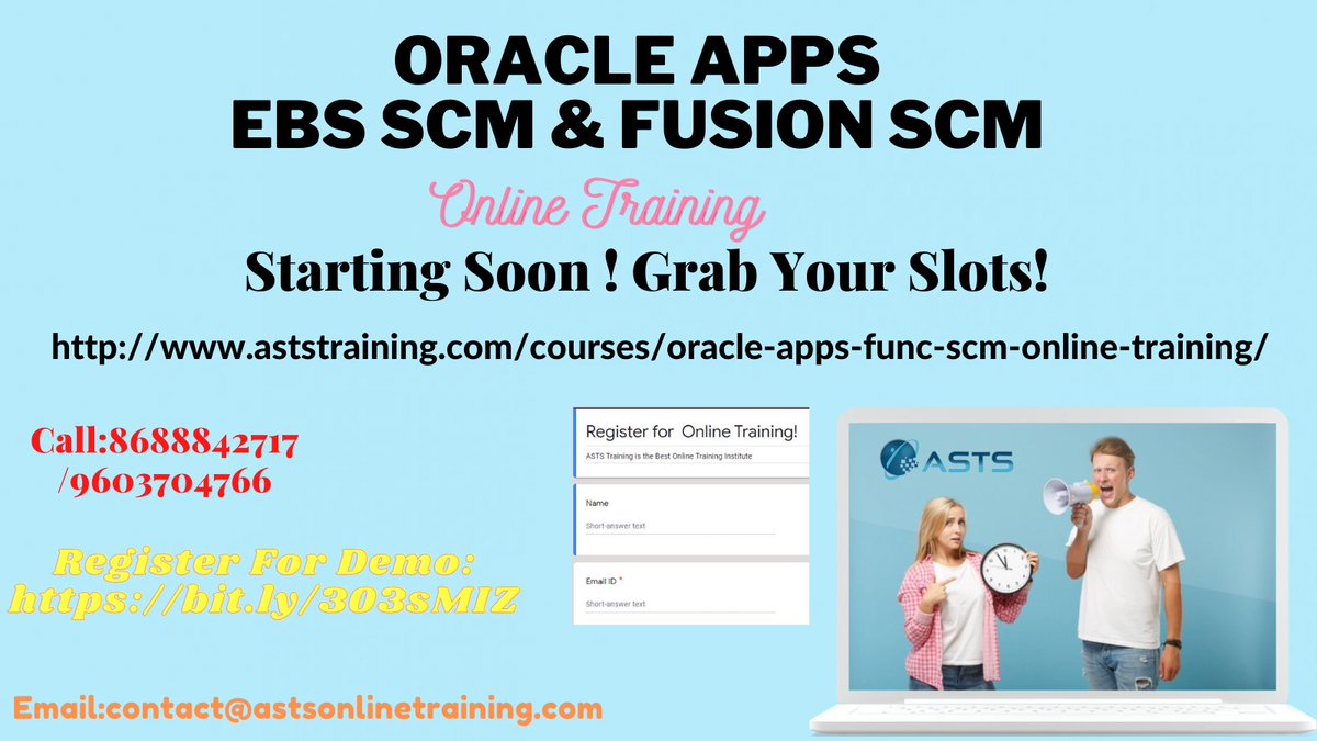 AstsTraining's tweet image. 𝐑𝐞𝐠𝐢𝐬𝐭𝐞𝐫 𝐅𝐨𝐫 𝗢𝗿𝗮𝗰𝗹𝗲 𝗔𝗽𝗽𝘀 𝗘𝗯𝘀 𝗦𝗖𝗠 &amp;amp; 𝗙𝘂𝘀𝗶𝗼𝗻 𝗦𝗖𝗠 𝗧𝗿𝗮𝗶𝗻𝗶𝗻𝗴: bit.ly/303sMIZ
𝗖𝗼𝘂𝗿𝘀𝗲 𝗖𝗼𝗻𝘁𝗲𝗻𝘁 :aststraining.com/oracle-apps-fu…
#OracleApps #ebsscmonlinetraining #fusionscmonlinetraining #oracleappsscm #aststraining #training