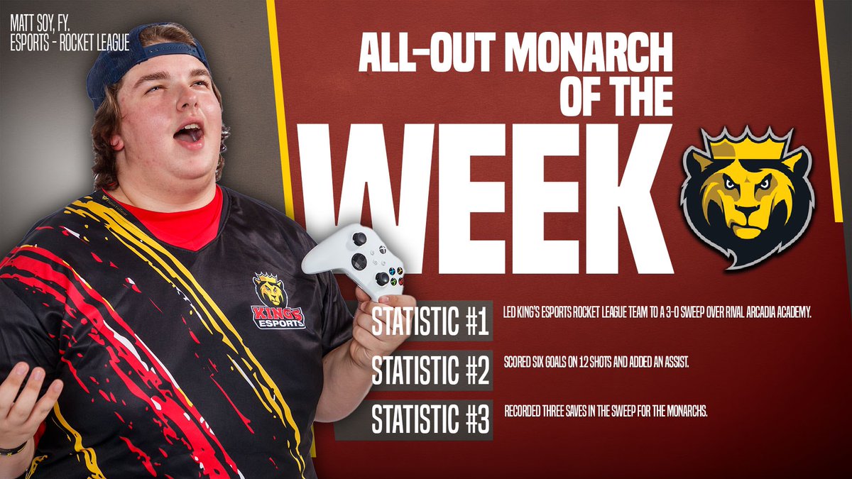 AOTW | Goals on goals from a pair of first years for this week’s ALL-OUT MONARCHS OF THE WEEK!

Read more about <a href="/KingsWlacrosse/">King's College Women’s Lacrosse</a>’s Alli Lindsay and <a href="/KingsPAEsports/">King’s Esports</a>’s Matt Soy below!

#MonarchNation // #EarnTheCrown