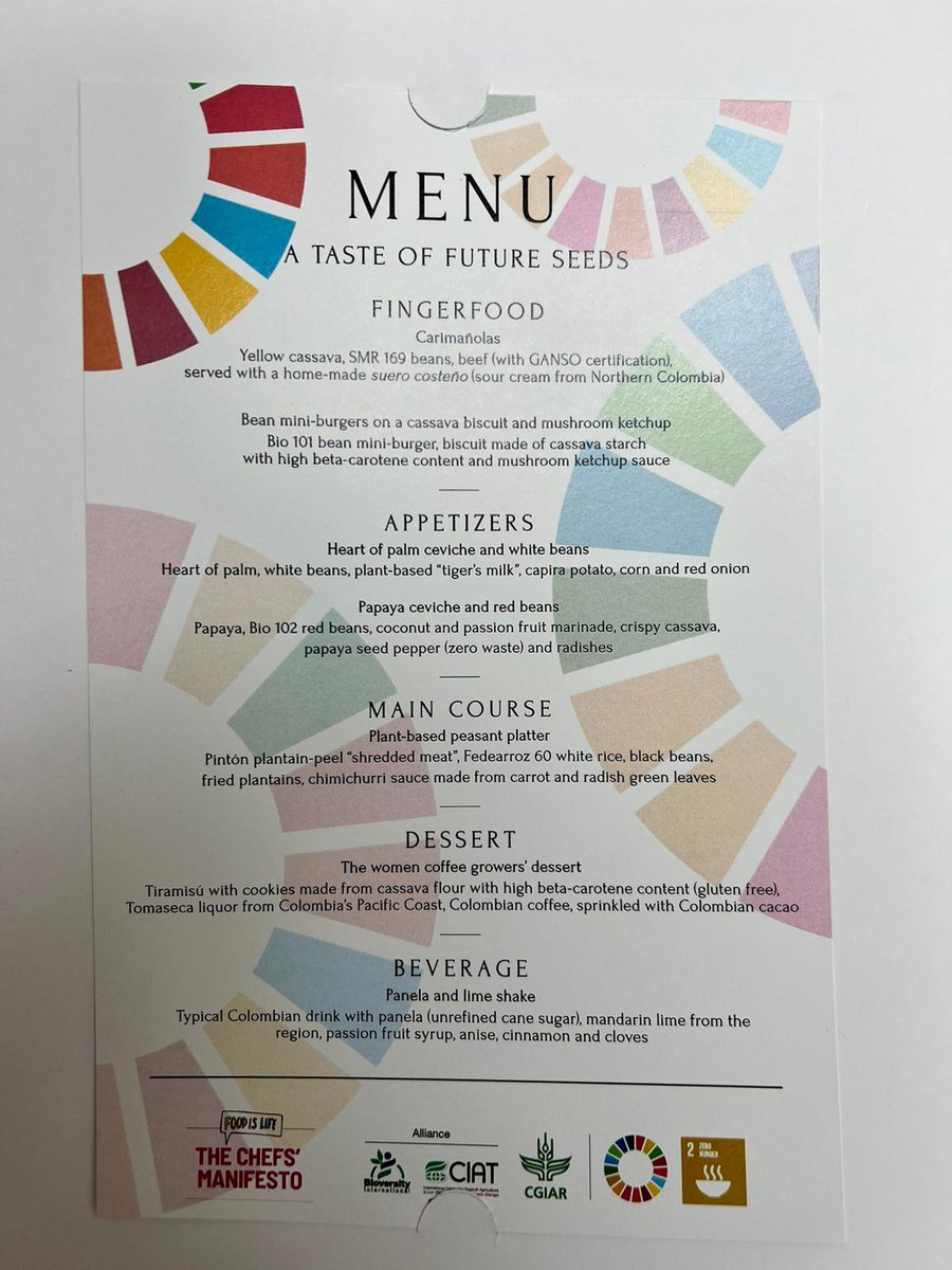 paulnewnham's tweet photo. A few weeks ago the #ChefsManifesto, @chefaleschrader and chef daniel kaplan 🧑‍🍳👩‍🍳 were celebrating the launch of @CGIAR’s #FutureSeeds Genebank! 🌱

We wanted to share with you some of the delicious flavours served up at the inauguration lunch! 🍽

#chefaction #GoodFood4All https://t.co/0mf5nnLaaL