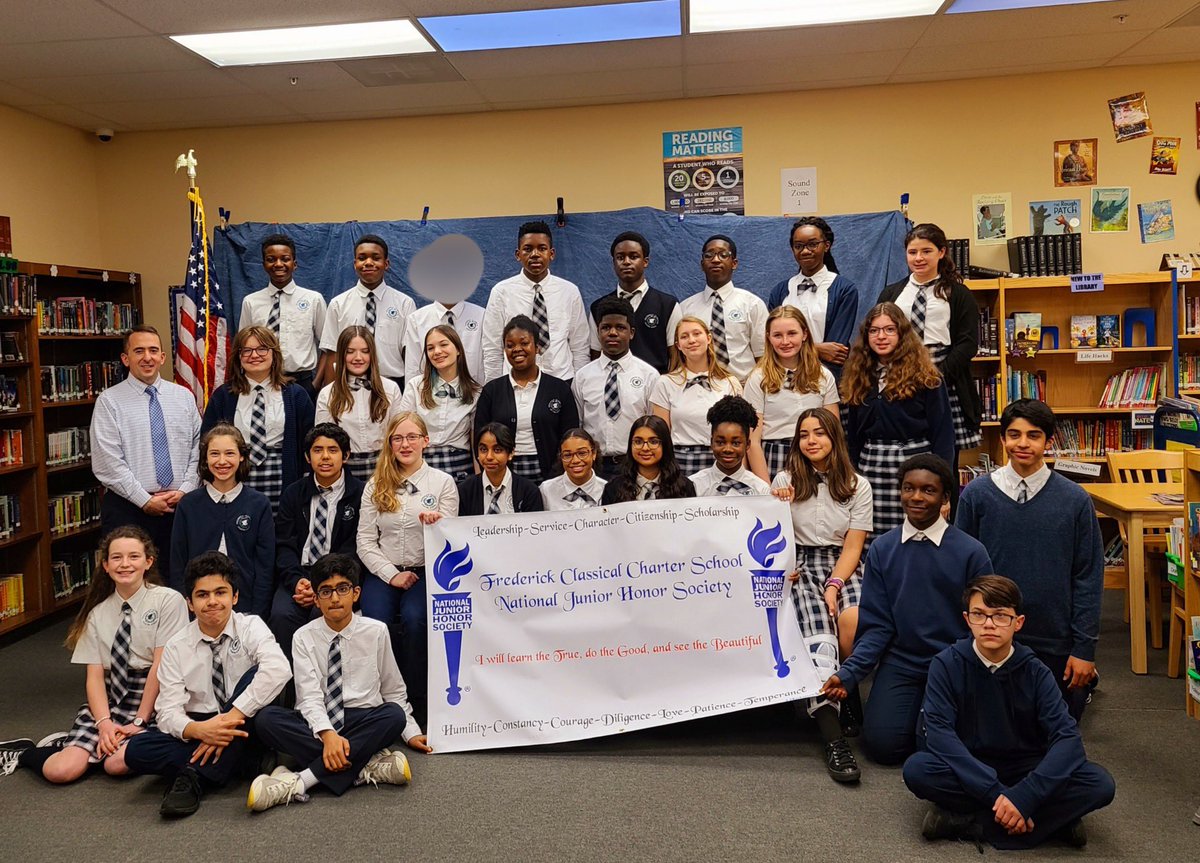 FCCS_School's tweet photo. Frederick Classical Charter School’s National Junior Honor Society is the only middle school chapter in Frederick County.Our current 7th and 8th grade members will be officially inducted into the FCCS chapter this Thursday. @FCPSMaryland #fccspride #fcpsmd #njhs #fcpsmdproud https://t.co/zIXlV1IsMG