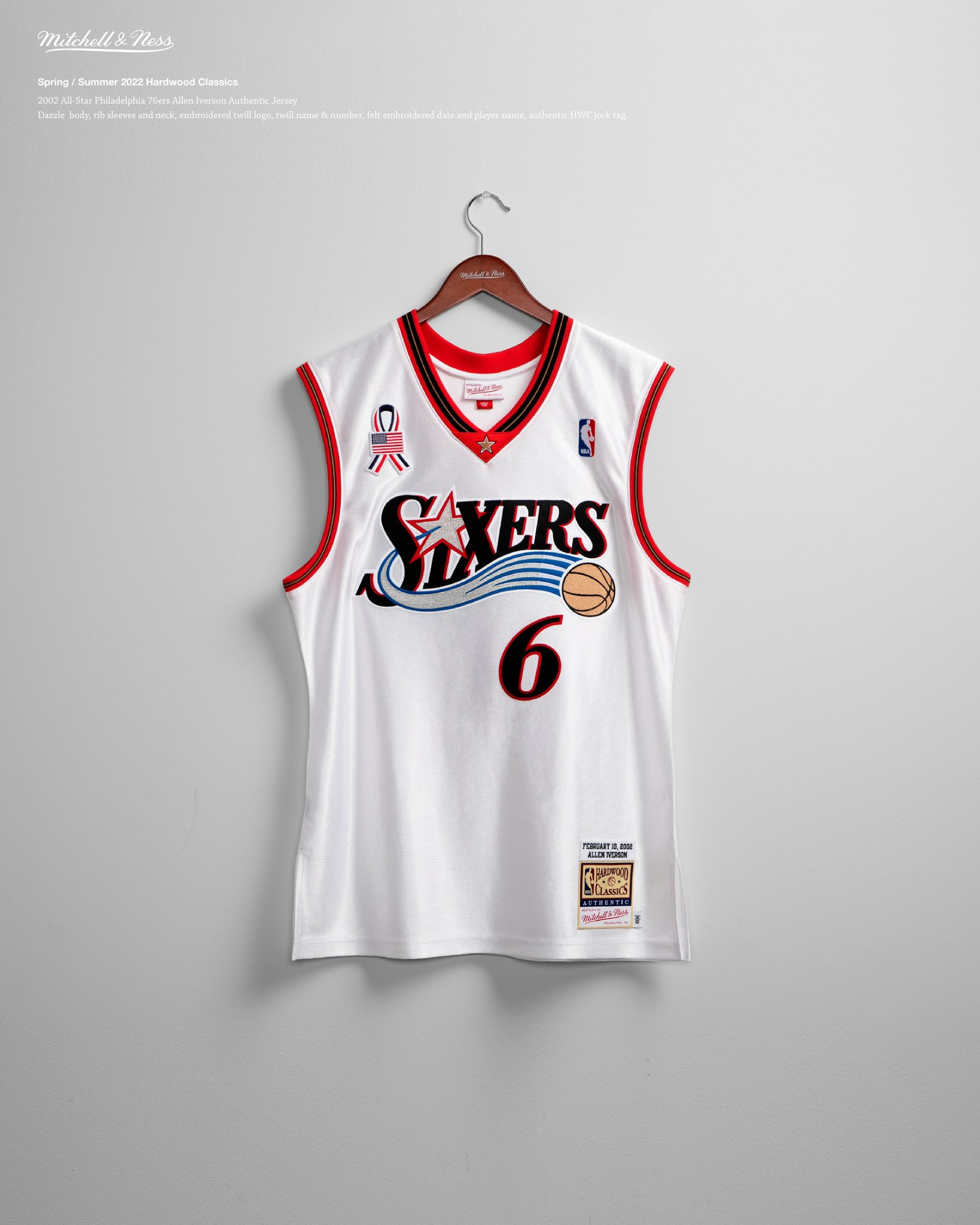 Mitchell Ness X The 2002 All Star game was held in Philadelphia. To pay tribute to retired Sixers legend Julius Erving Allen Iverson switched his familiar 3 to Erving s retired 6