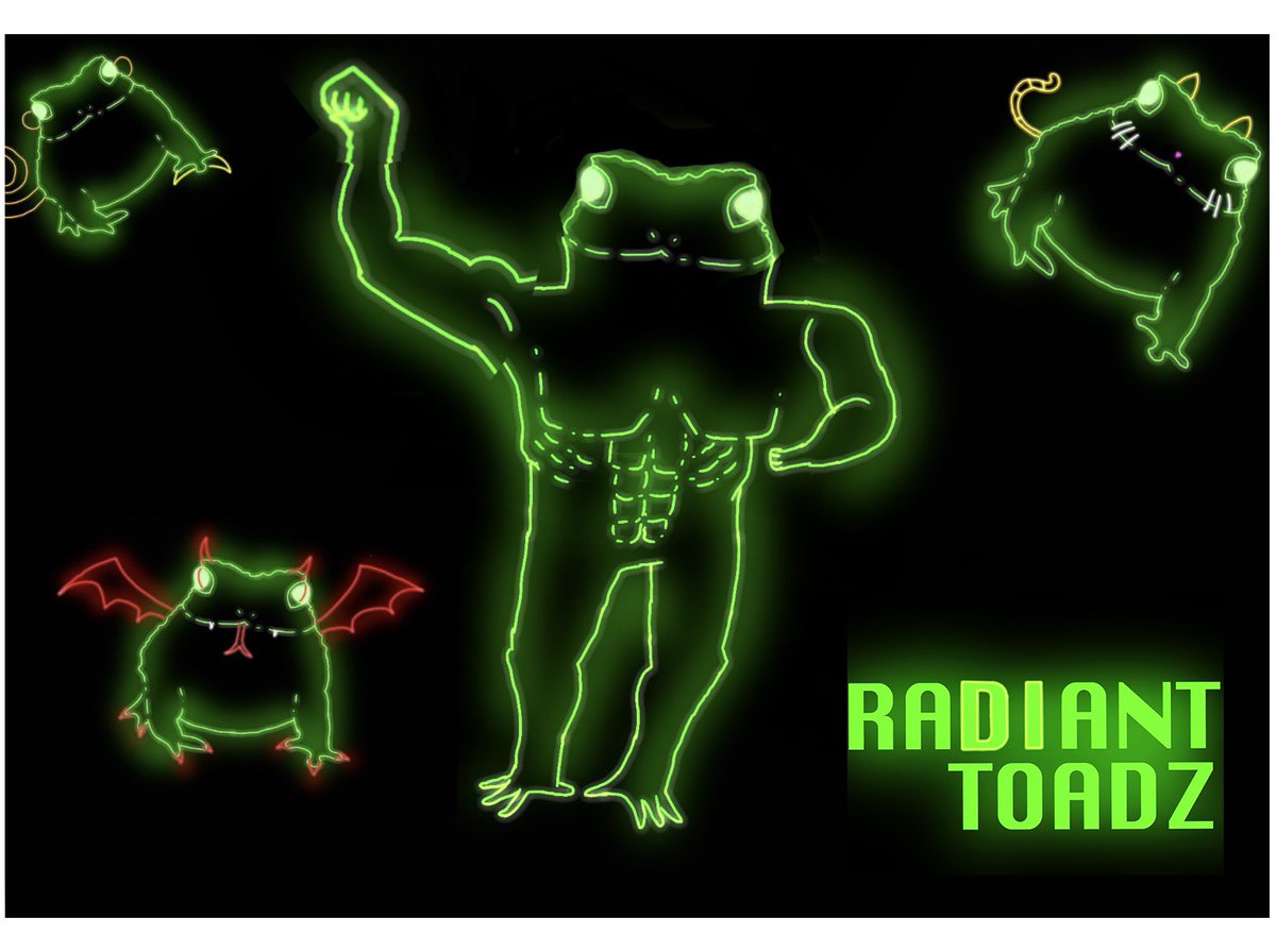 Looking for a new toad friend? Radiant Toadz NFT collection out now on Opensea created by 11 year old Trinidadian artist <a href="/Khay_Clay/">Khayclay Studios</a> #RadiantToadz #NFTcollection #OutNow