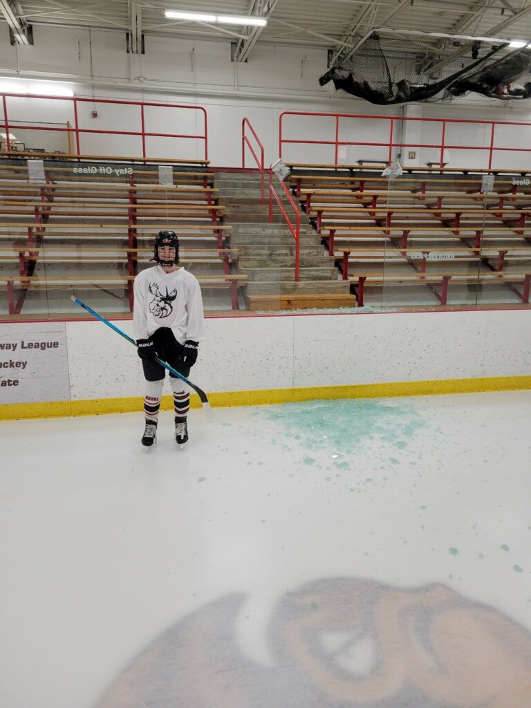 Wonder if breaking the glass had anything to do with winning hardest shot <a href="/dallas_weston/">Dallas Weston</a> 😅