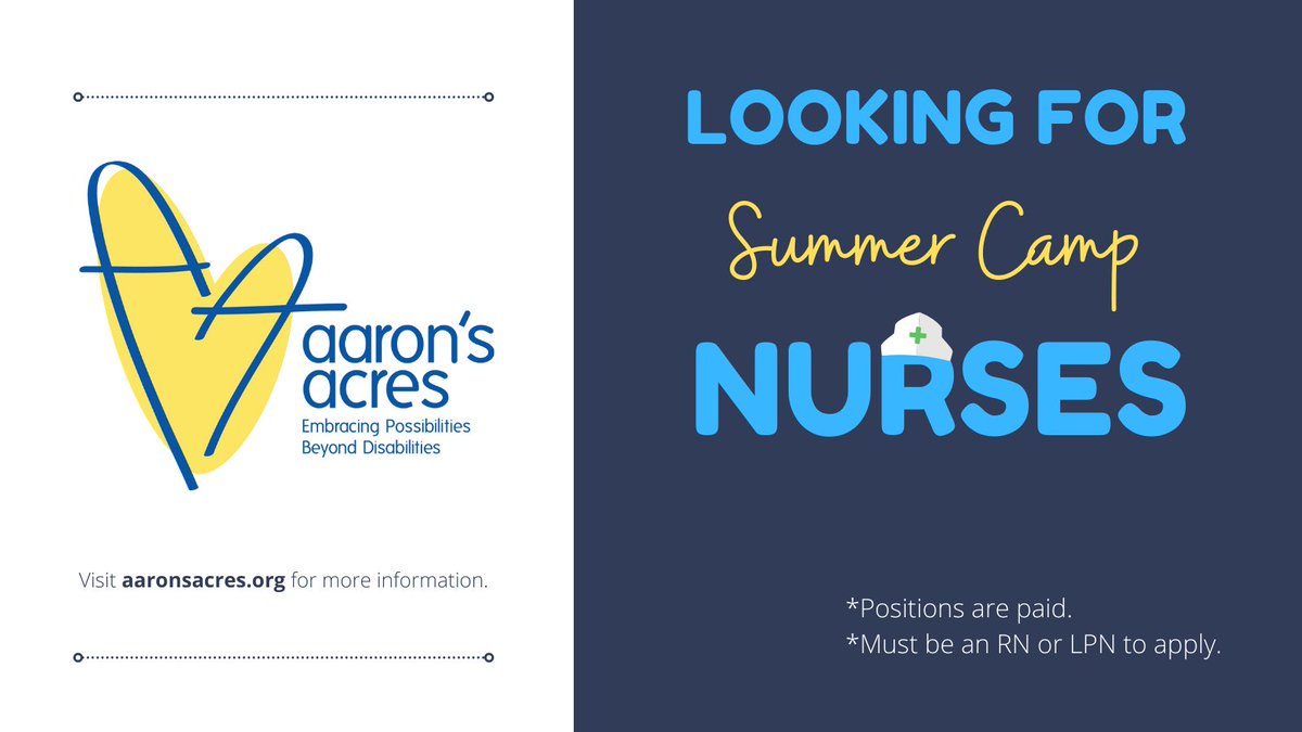 AaronsAcres's tweet photo. @AaronsAcres is looking for #nurses for Summer Camp 2022! #LPN #RN #summercamp https://t.co/oMPxqzjbQj