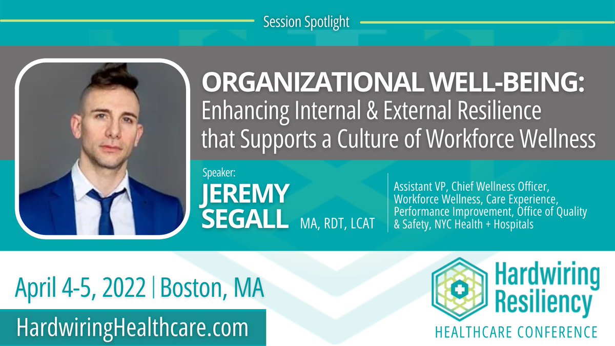 HardwiringHC's tweet photo. Understand the crucial link between workforce wellness, quality, patient safety, and personal and professional well-being. Register now for access to this dynamic session and others the 2022 @HardwiringHC (Boston, April 4-5)  https://t.co/u5YsuPyGc1

@JCSegall @nychealth https://t.co/YZaDrmHkuH