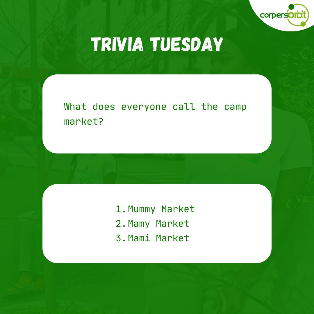 CorpersOrbitNG's tweet photo. In camp, what does everyone call the camp market?

Watch out for our next post to win something huge 🤪.
.
.
#corpersorbit #nysc #ja #nigeria #lagos #corpers #bbnaija #corper #bellanaija #africa #abuja #follow #nyscdiary #lagosnigeria #owambe #lagoscorper #ondostate #ilajetv https://t.co/kpNyaoBd7n