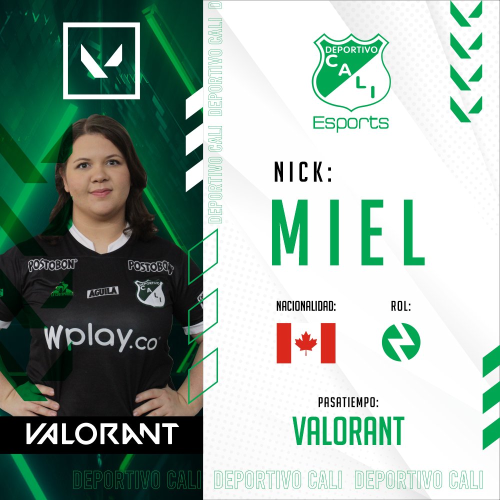 1upesportscol's tweet photo. Conoce a Miel 🇨🇦 una de nuestras integrantes del equipo Femenino de #VALORANT  
#DeportivoCali #eSports https://t.co/ai7gpV2yYe
